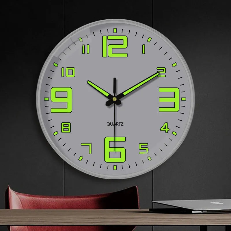 8 inch luminous wall clock with modern plastic shell in 20cm diameter