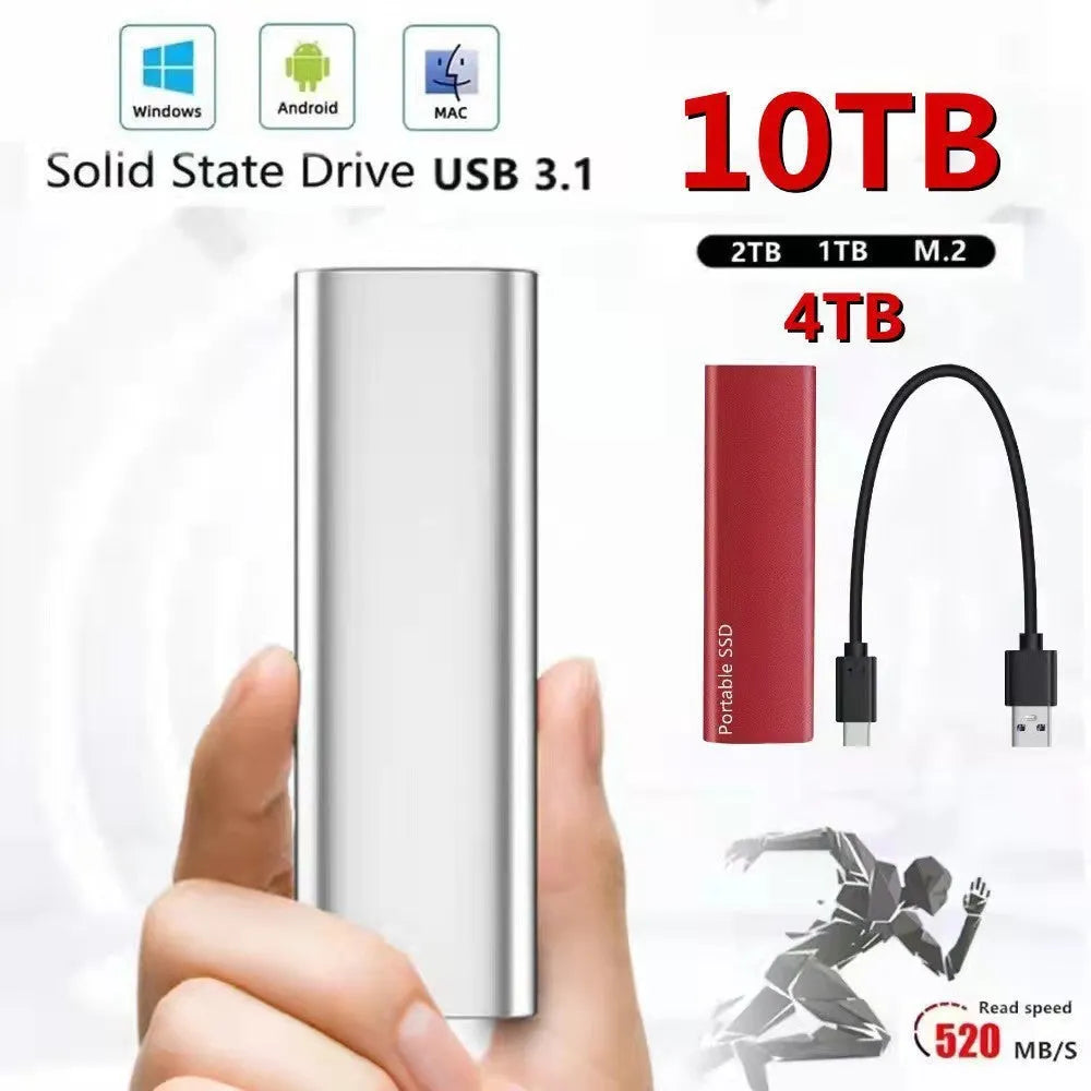 Metal shell mobile SSD expansion hard drive with ultra-thin design in red colour