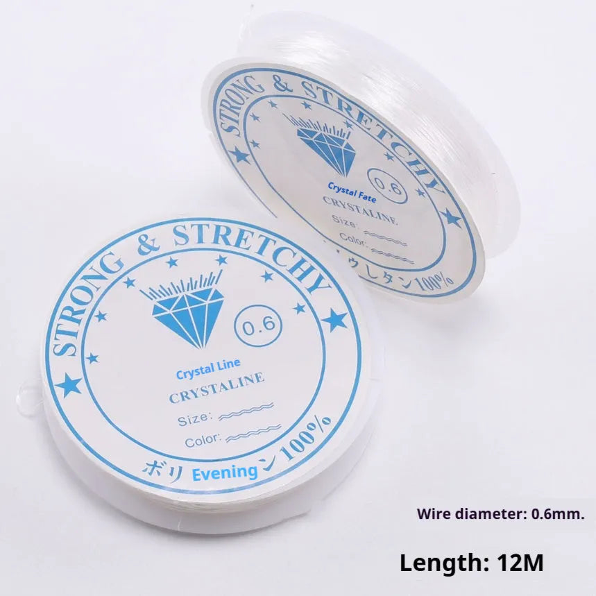 Transparent white crystal fishing line elastic cord reel for jewellery making and craft projects