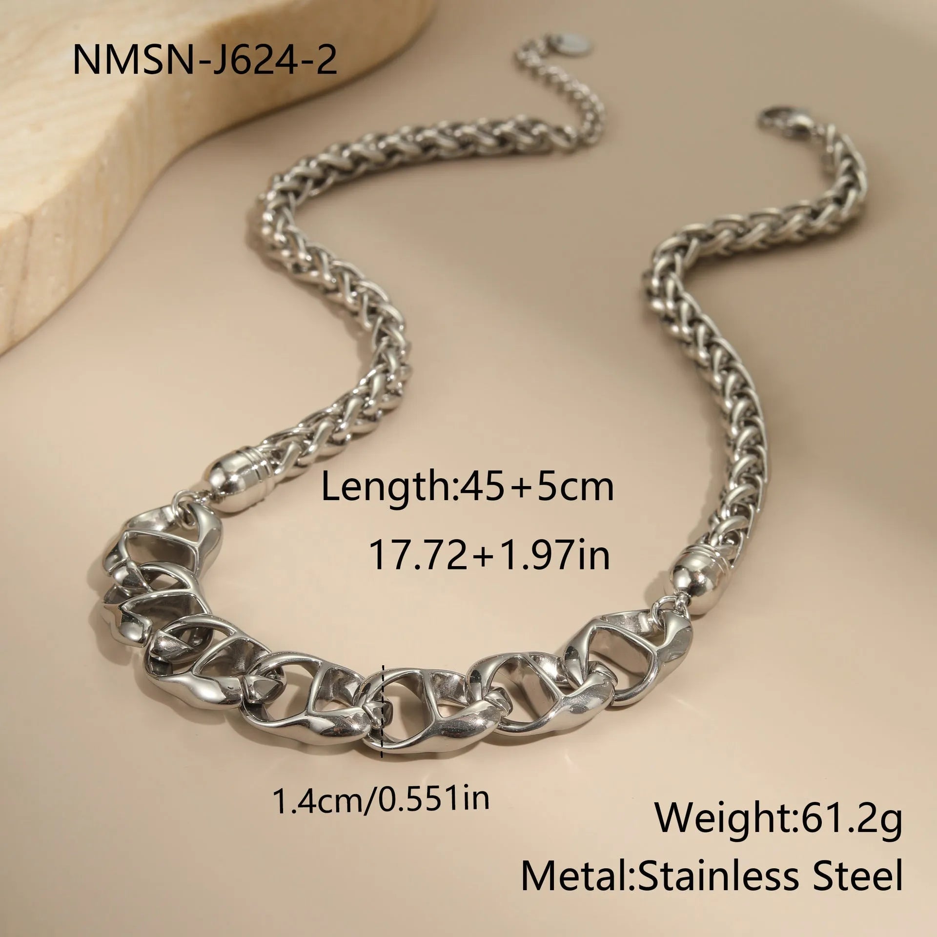Stainless steel geometric pendant necklace with gold electroplating on regular chain