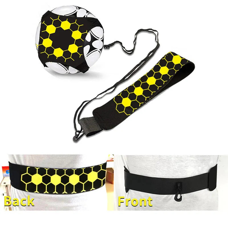 Purple five-corner pattern neoprene football juggling belt with elastic ball tether