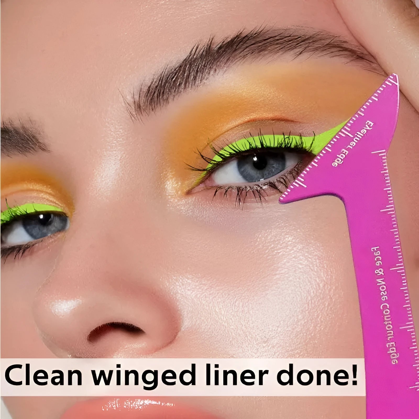 Reusable 3-in-1 eyeliner stencils tool for hooded eyes makeup application in pink colour