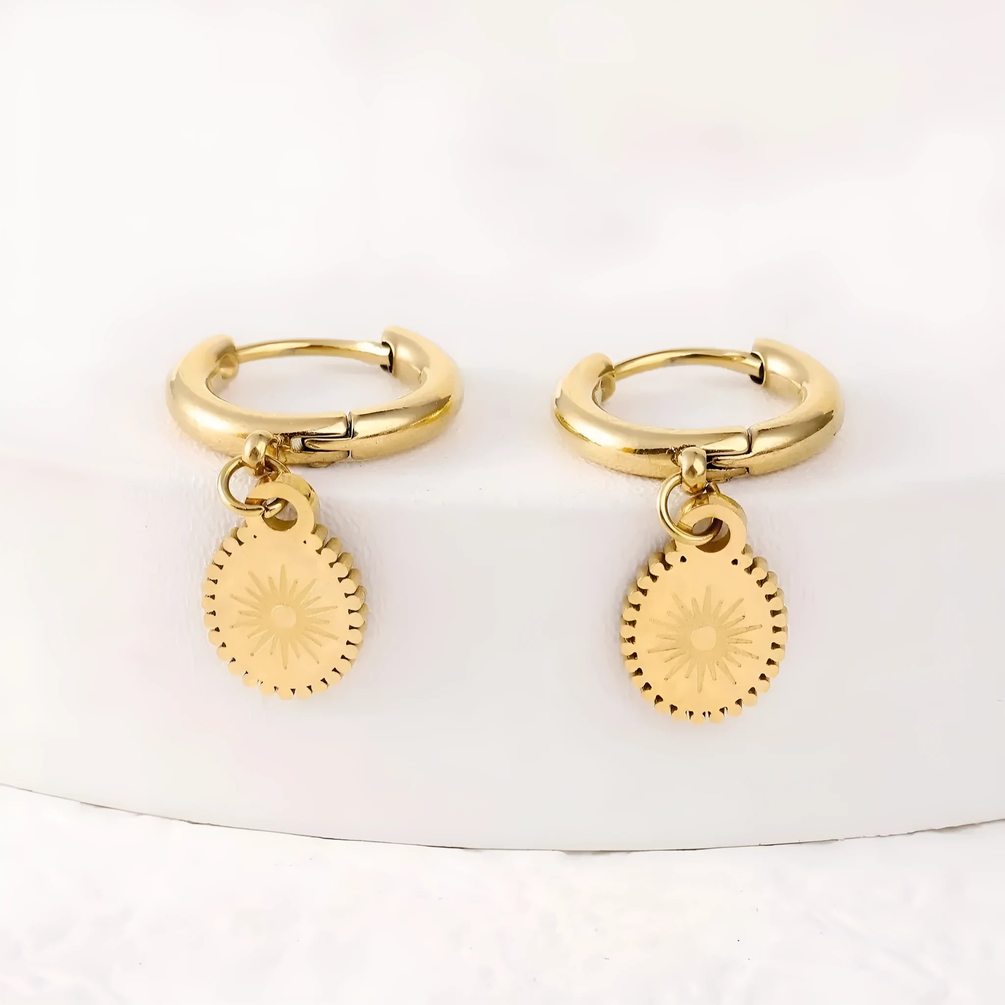 Geometric stainless steel ear button earrings with ellipse design for women in XY-EH005 colour