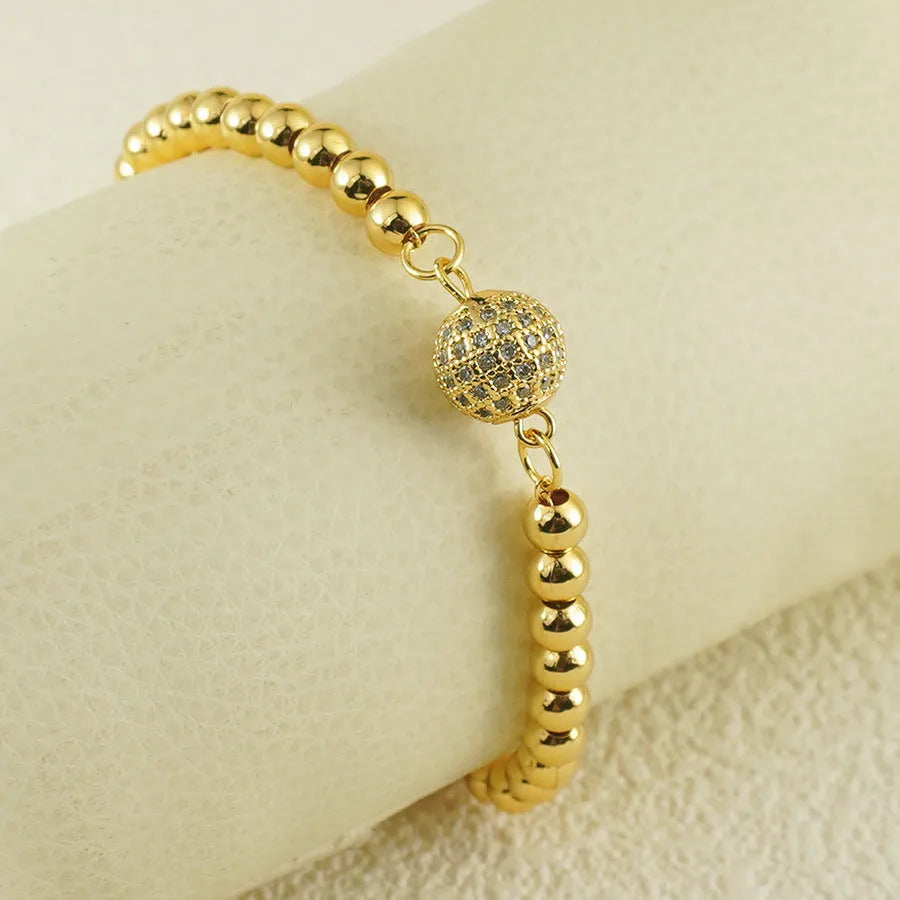 Copper bracelet with zircon stones in heart-shaped Arabic design for women