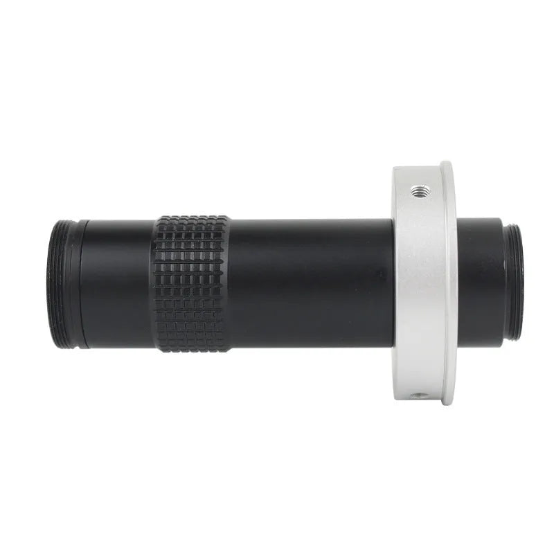 Black industrial camera monocular lens with 130x magnification range for precision inspection