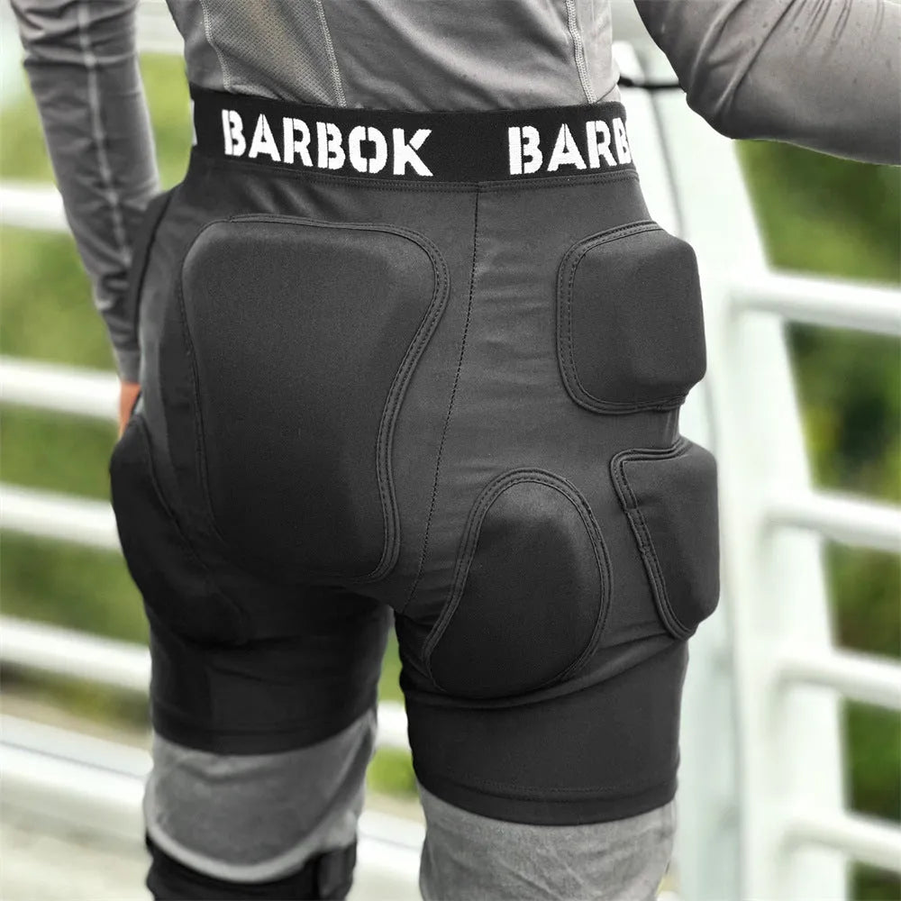 Black hip protection pad for roller skating and skateboarding made from spandex and NBR foam.