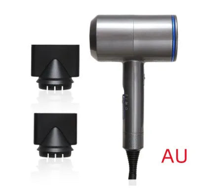 Professional black hotel hair dryer with long cable and worldwide voltage plug options