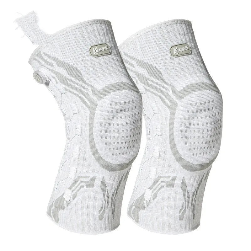 Adult sports knee pads in grey-white, sizes M L XL, for basketball running football badminton.