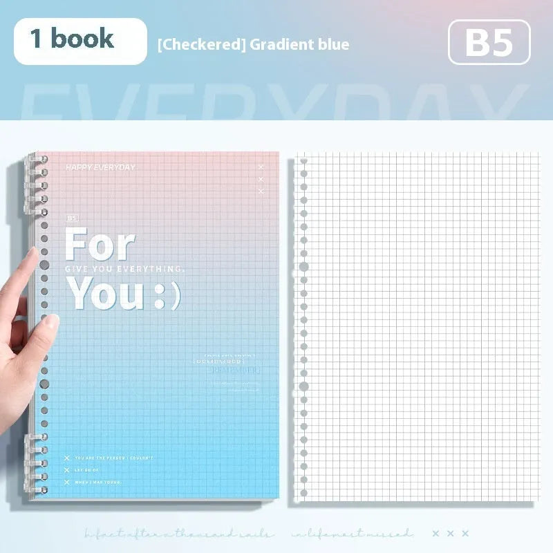 Removable coil gradient notepad with PP cover in blue, green, pink, and purple colours