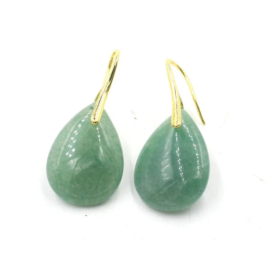 Geometric water drop crystal earrings with electroplated finish in multiple gemstone colours