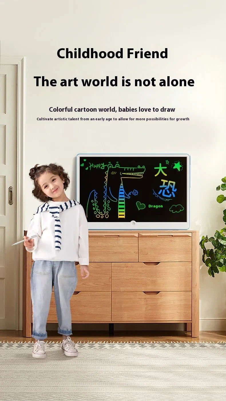 19-inch LCD children's drawing board in blue and white or pink and white colours with integrated stylus