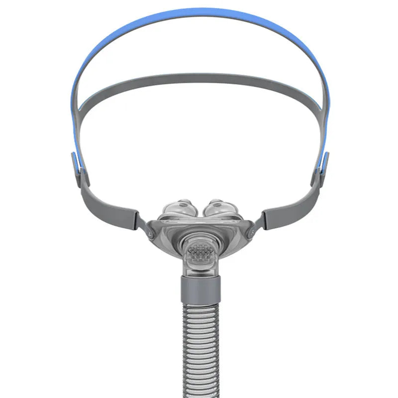 Nasal pillow ventilator mask with silicone cushion and adjustable headband for CPAP therapy