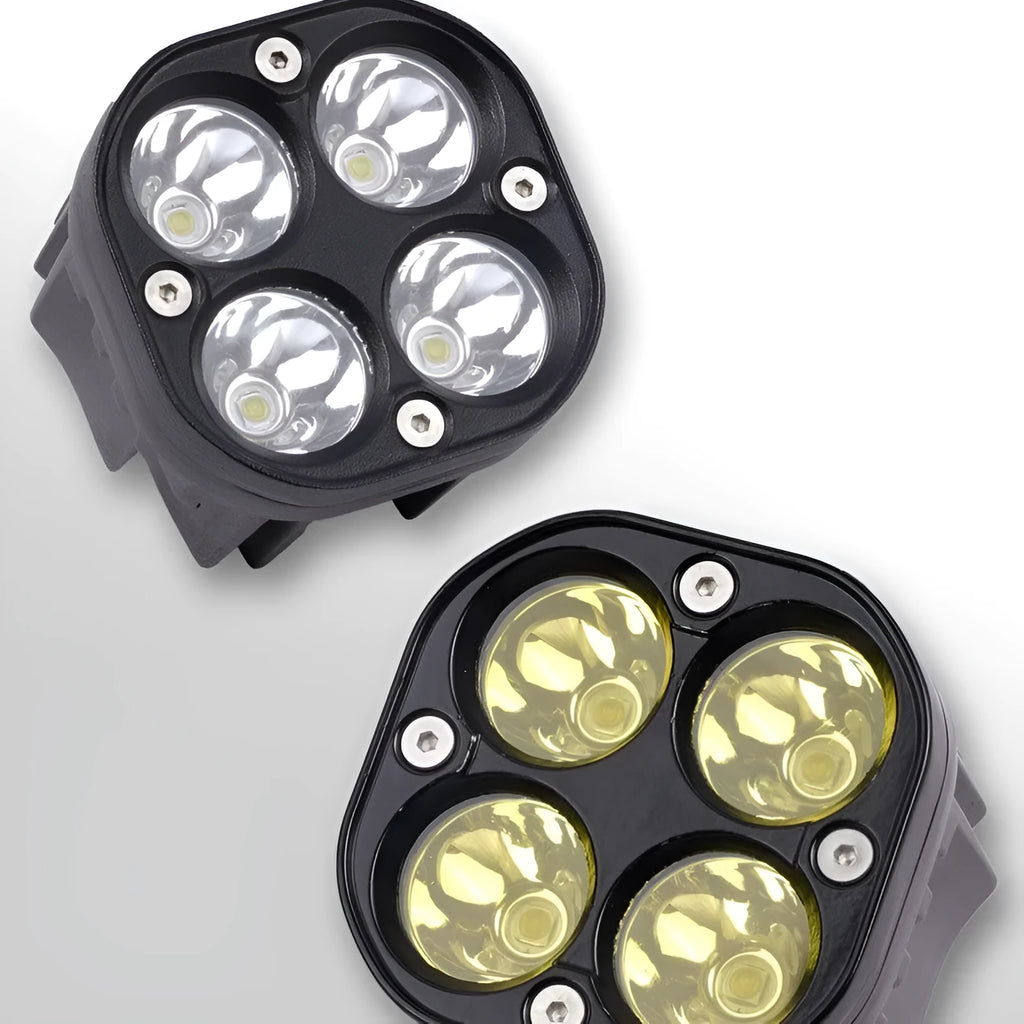 Four-eye headlight conversion kit with aluminium base plate for motorcycle car modification