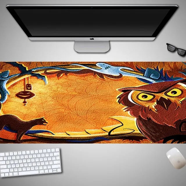 Halloween oversized computer mouse pad with non-slip rubber cloth backing in large dimensions