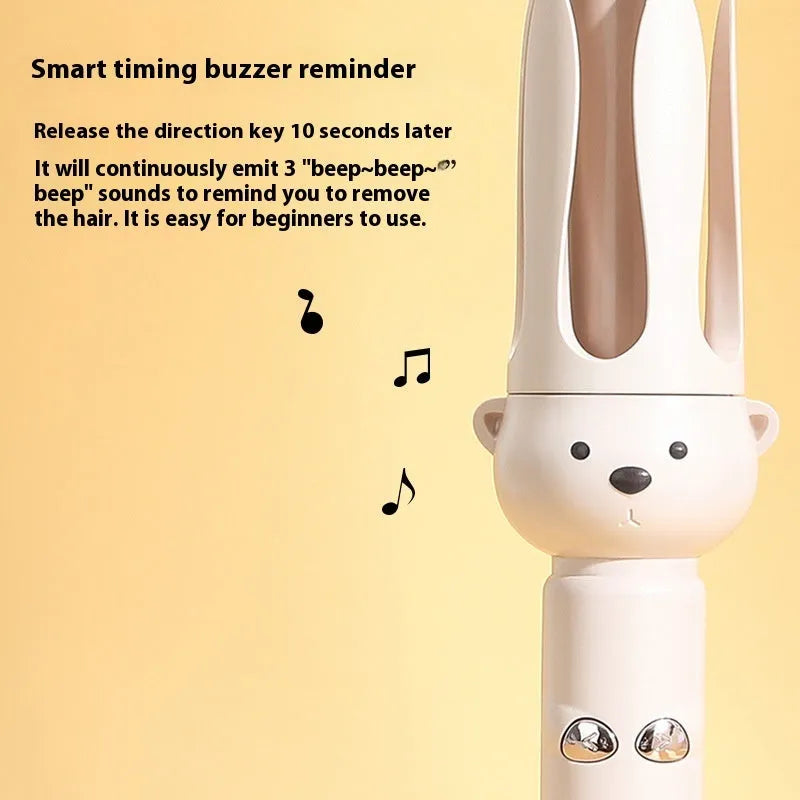 Beige anion automatic hair curler with hair stick accessory for lazy curly hair styling