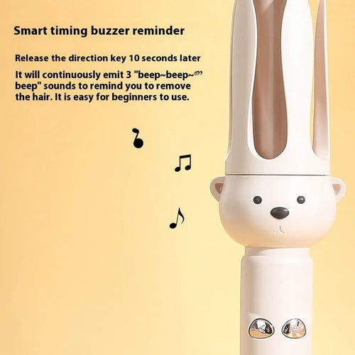 Beige anion automatic hair curler with hair stick accessory for lazy curly hair styling