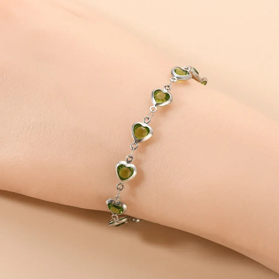 Stainless steel geometric heart bracelet in multiple colour options