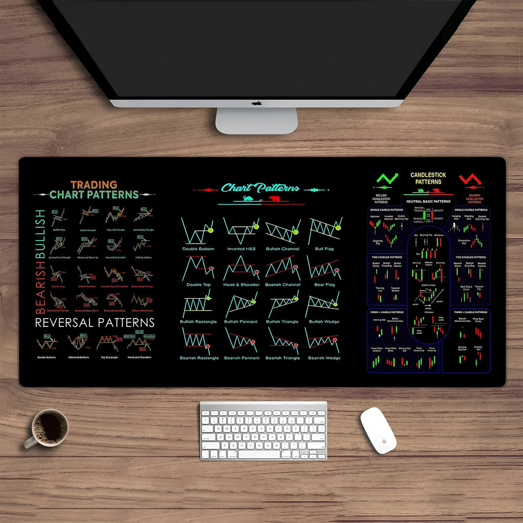 Black rubber calculator mouse pad on wooden desk showing non-slip base and thermal transfer printed design