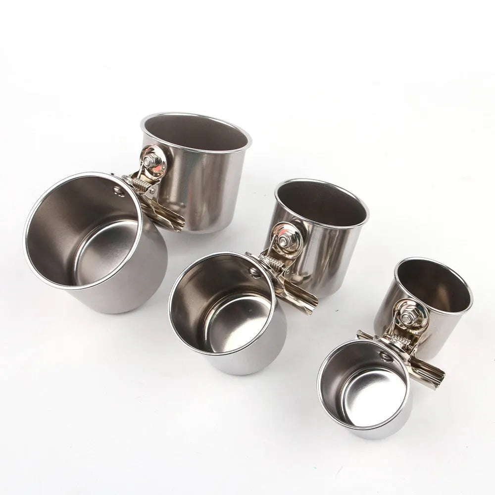 Stainless steel outdoor bird feeder for cages in three sizes with natural colour finish