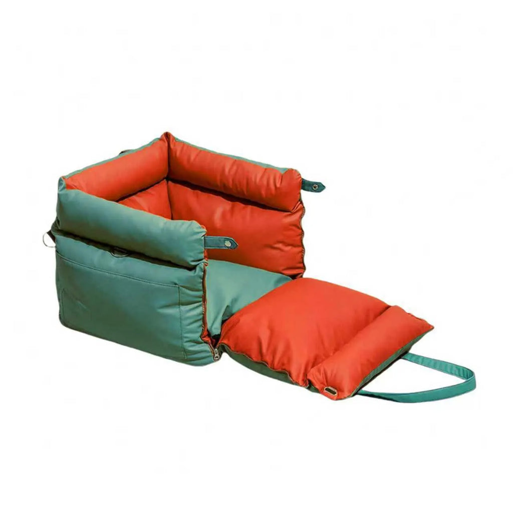 Waterproof PU leather dog bed with removable cover in dark blue colour