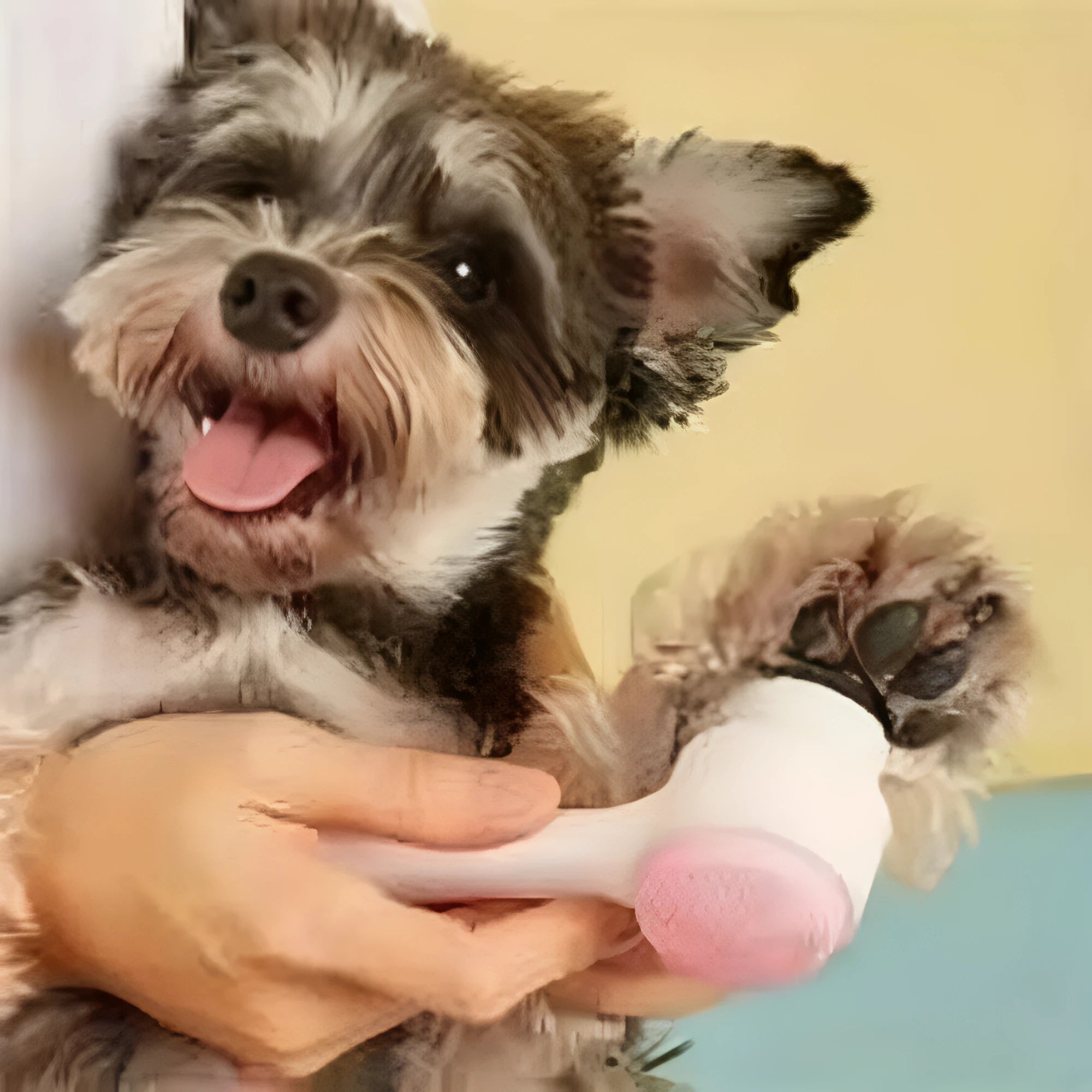 Blue and pink pet paw brush with nylon bristles for dog and cat grooming