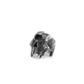 A close-up view of a silver-toned alloy ring featuring a detailed one-eyed skull design in a retro punk style.