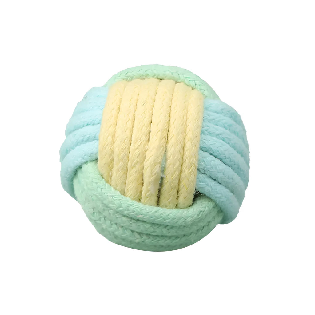 Handmade cotton cat plush hair ball toys in three colour options on white background