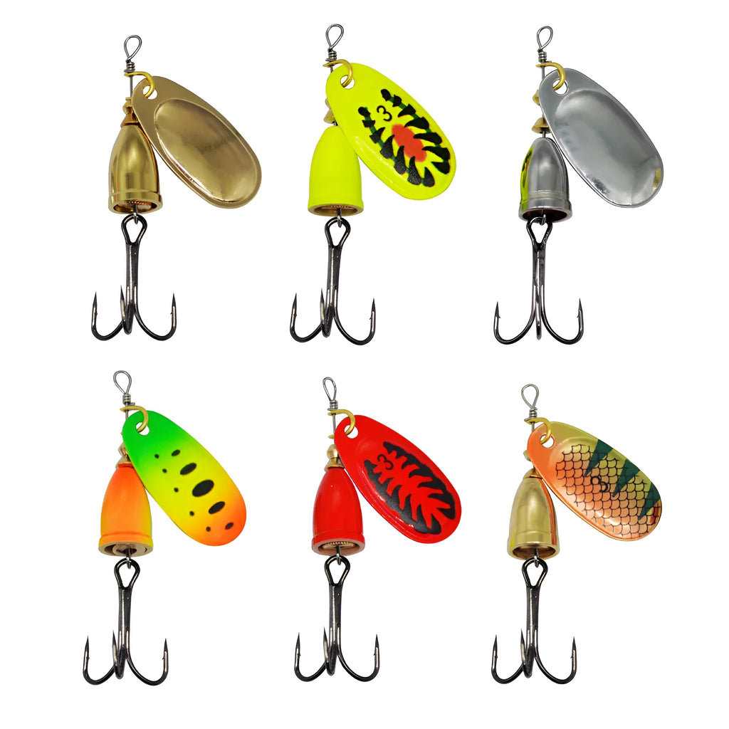 R composite rotating sequins copper bell fishing lure in seven colour variations