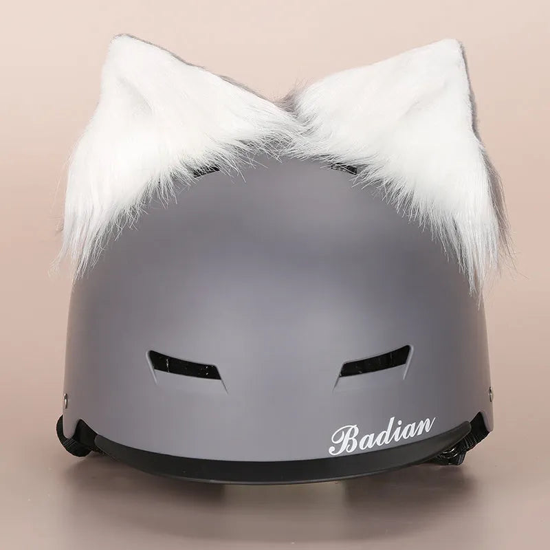 Plush fabric ski helmet decoration with cartoon design for winter gear customisation