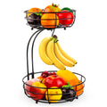 Black and gold double-layer wrought iron fruit and vegetable storage basket for commercial kitchens