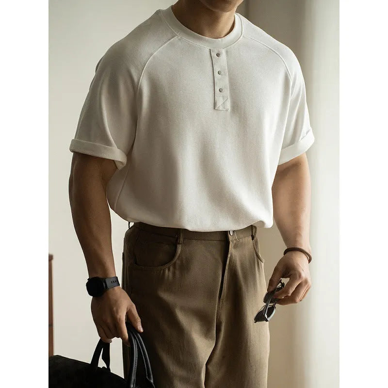 Women's casual pullover top with raglan sleeves and terry texture fabric in loose-fitting style