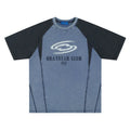 Men's blue hip hop letter print cotton t-shirt with raglan sleeves