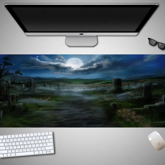 Halloween oversized computer mouse pad with non-slip rubber cloth backing in large dimensions