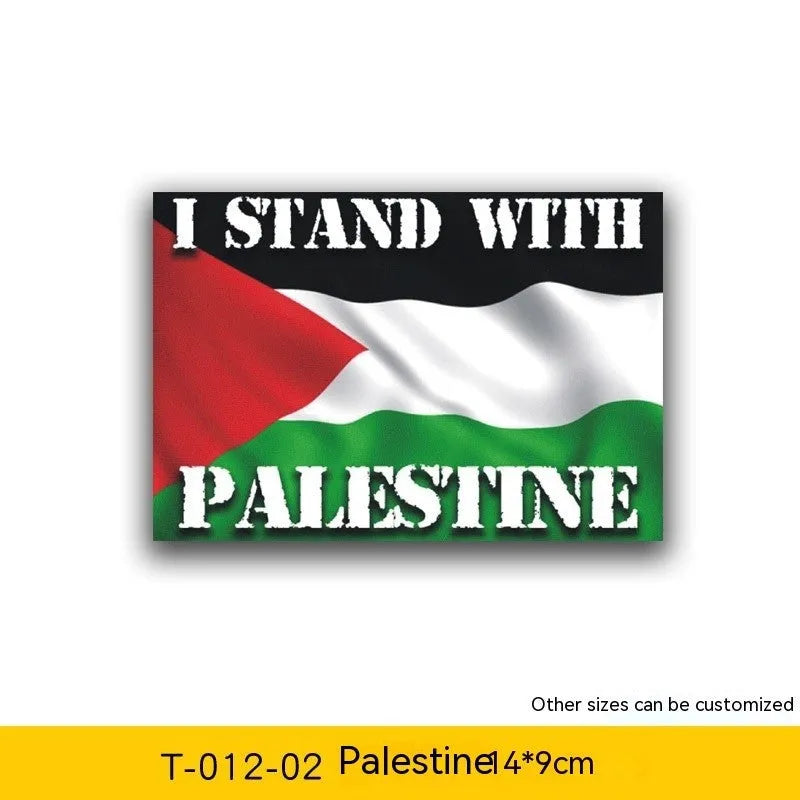 Palestinian flag car decal sticker in three design variants on a vehicle window.