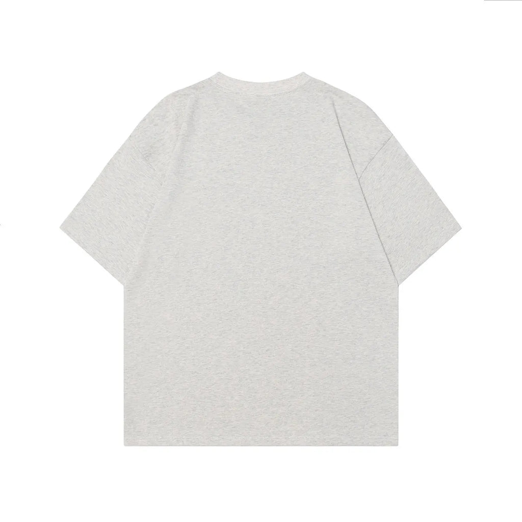 Men's black cotton T-shirt with retro character design showing front and back views
