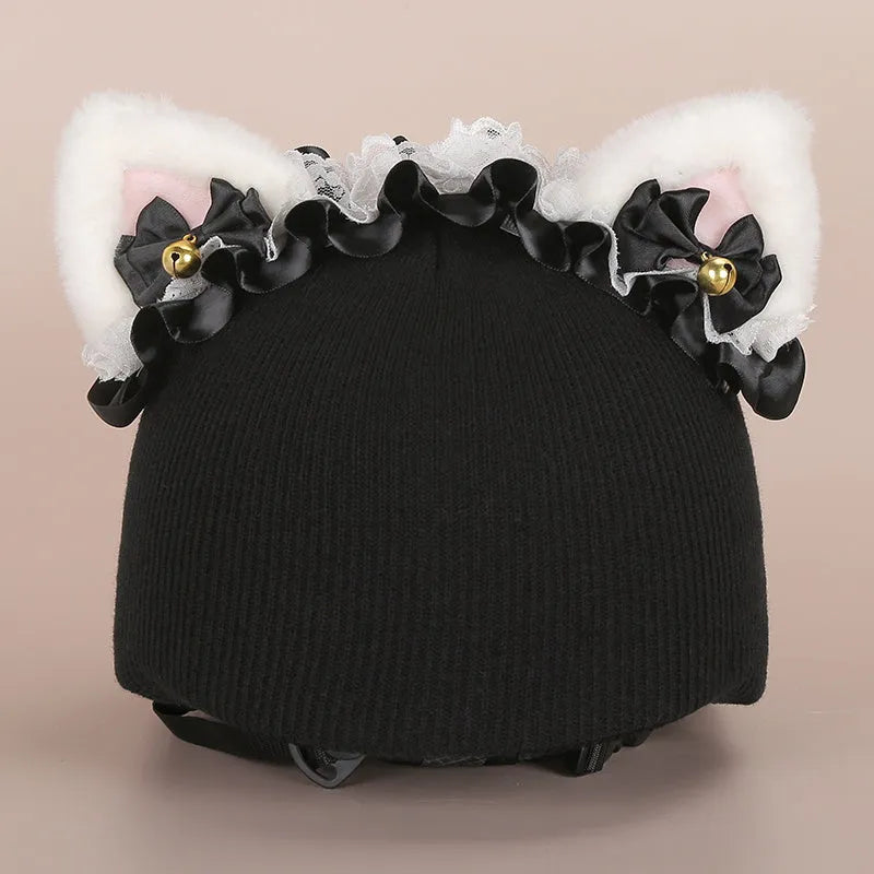 Plush fabric ski helmet decoration with cartoon design for winter gear customisation