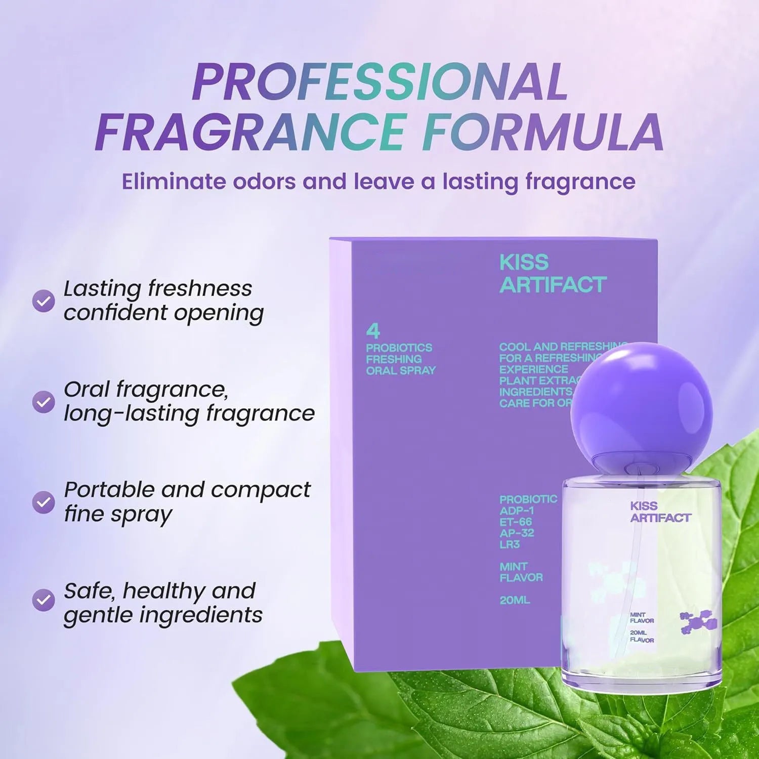 20ml oral spray bottle with probiotic hydrating formula for daily oral care
