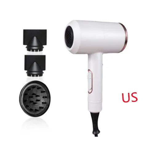 Professional black hotel hair dryer with long cable and worldwide voltage plug options