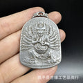 Iron pendant with Chinese geometric style and Aryaacalanatha Yamantaka design for wall hanging.