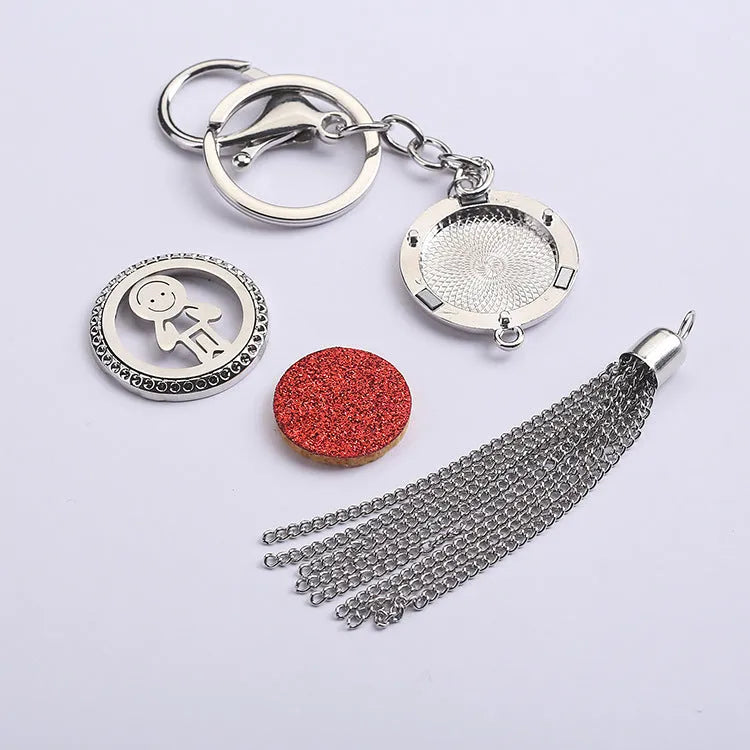 Alloy tassel aromatherapy pendant with 50cm chain for car or personal fragrance diffusion