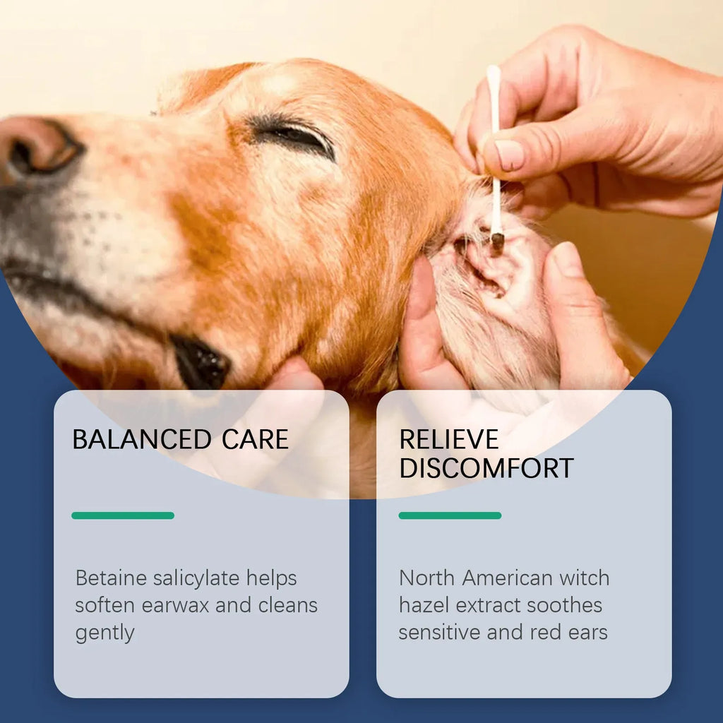 100ml bottle of gentle ear cleaner for dogs and cats to remove earwax and dirt