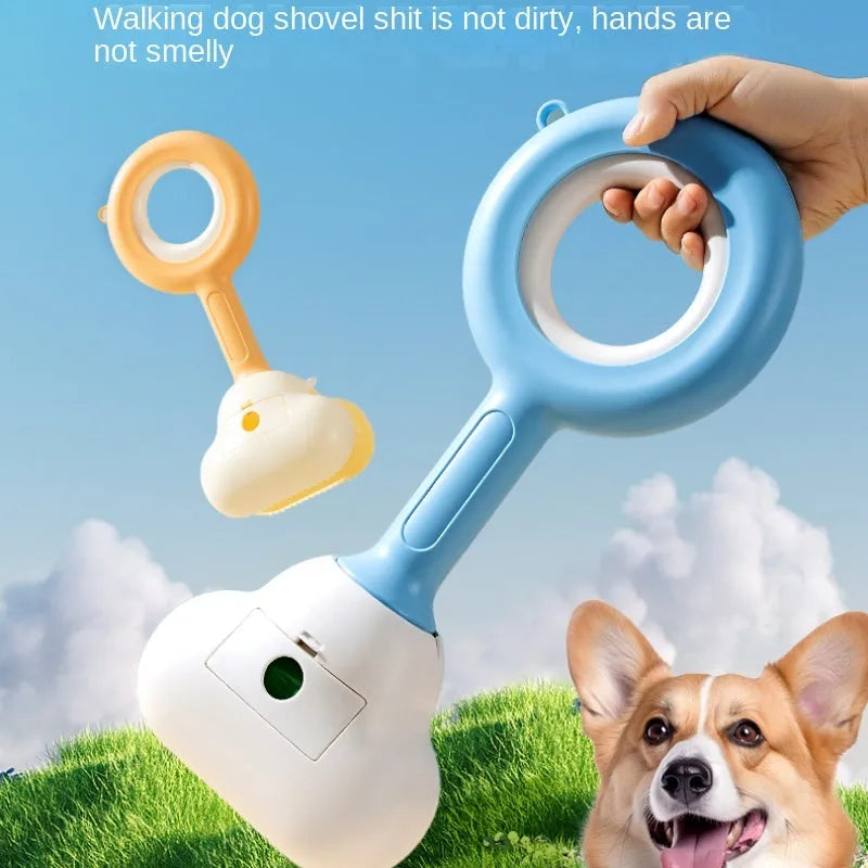 Cloud-shaped dog pooper scooper in white blue colour with comfortable grip handle