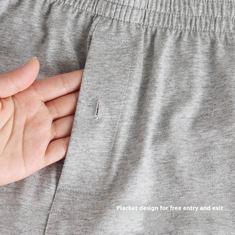 Men's loose fit cotton boxer shorts in light grey, navy blue and black colours with high waist design