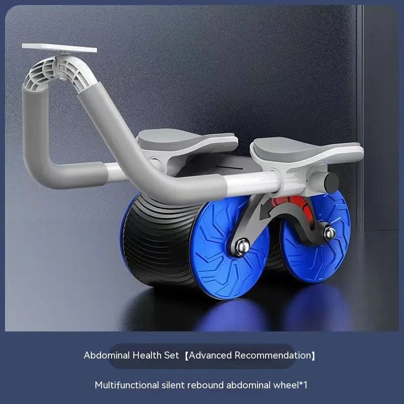 Automatic rebound abdominal exercise wheel with 10cm wide wheel and included lock edge yoga mat for core workouts