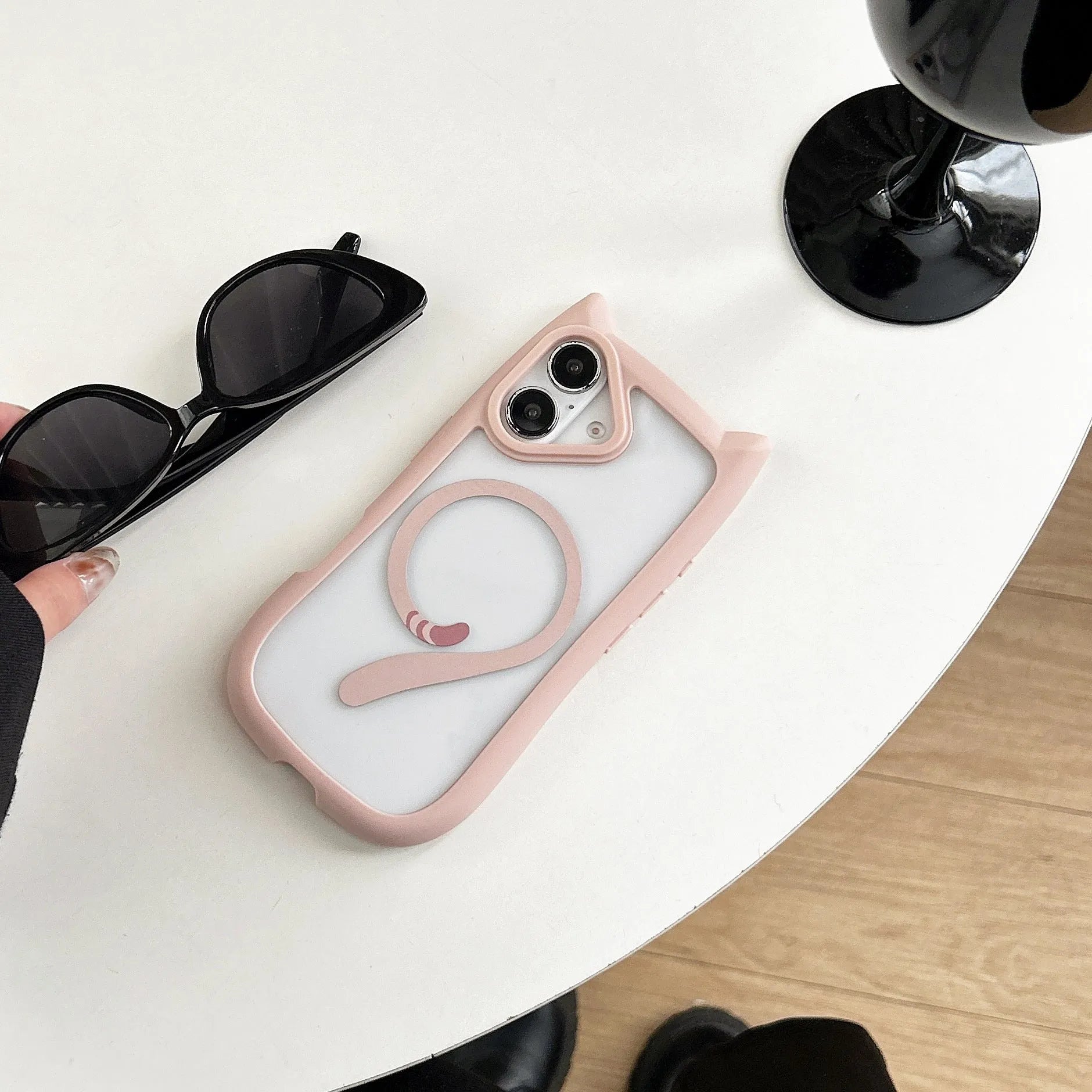 Transparent acrylic TPU iPhone 17 case with magnetic suction showing shockproof protection features