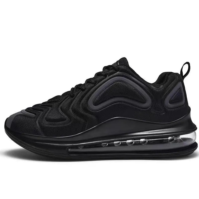 Men's black casual sneakers with lace-up design and thick sole for outdoor activities