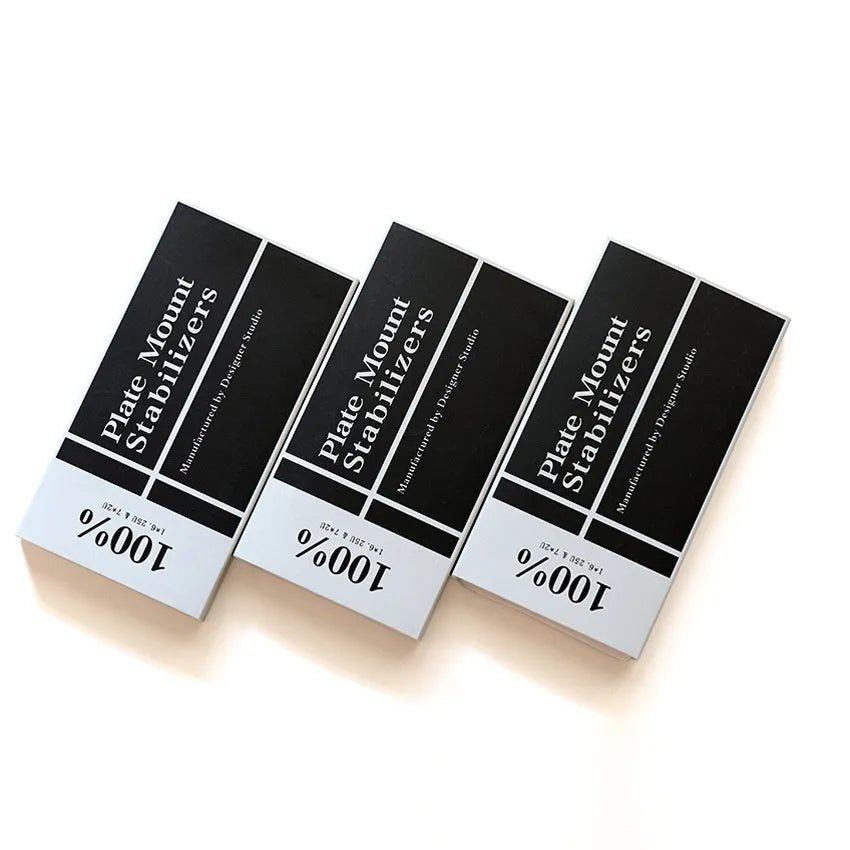 Keyboard stabiliser accessories in black and milky white colours with 6.25U and 7U size options