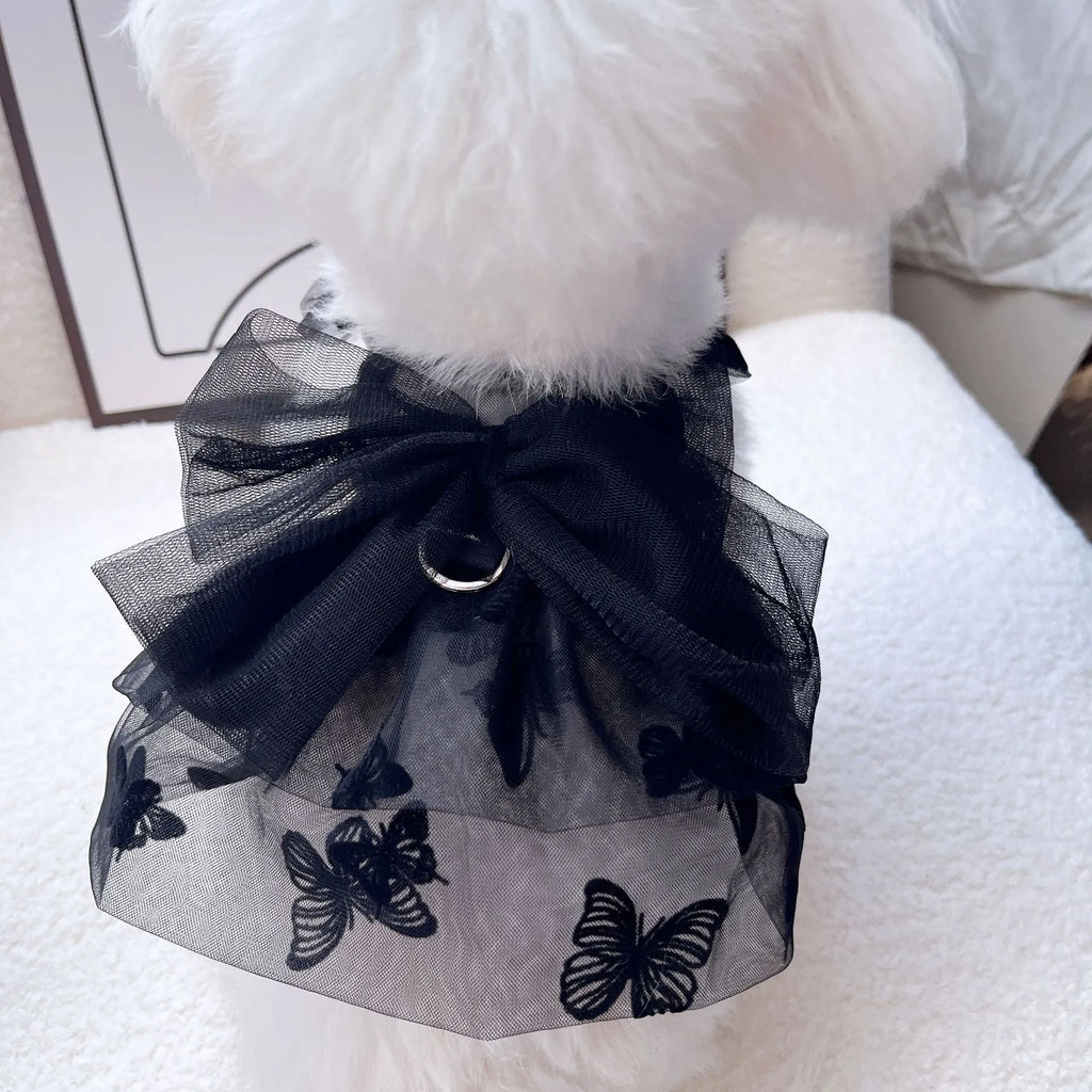 Black polyester tulle princess skirt pet clothing for small dogs and cats in five sizes