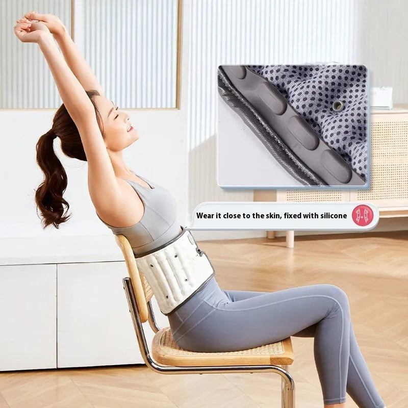 Lumbar waist supporter with automatic inflation system in grey showing S and M size options