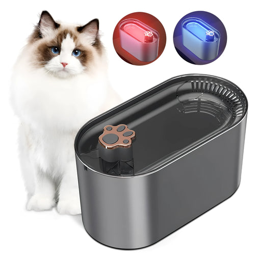 3L automatic pet water fountain in Berlin blue with quiet pump, filtration system, and LED indicator